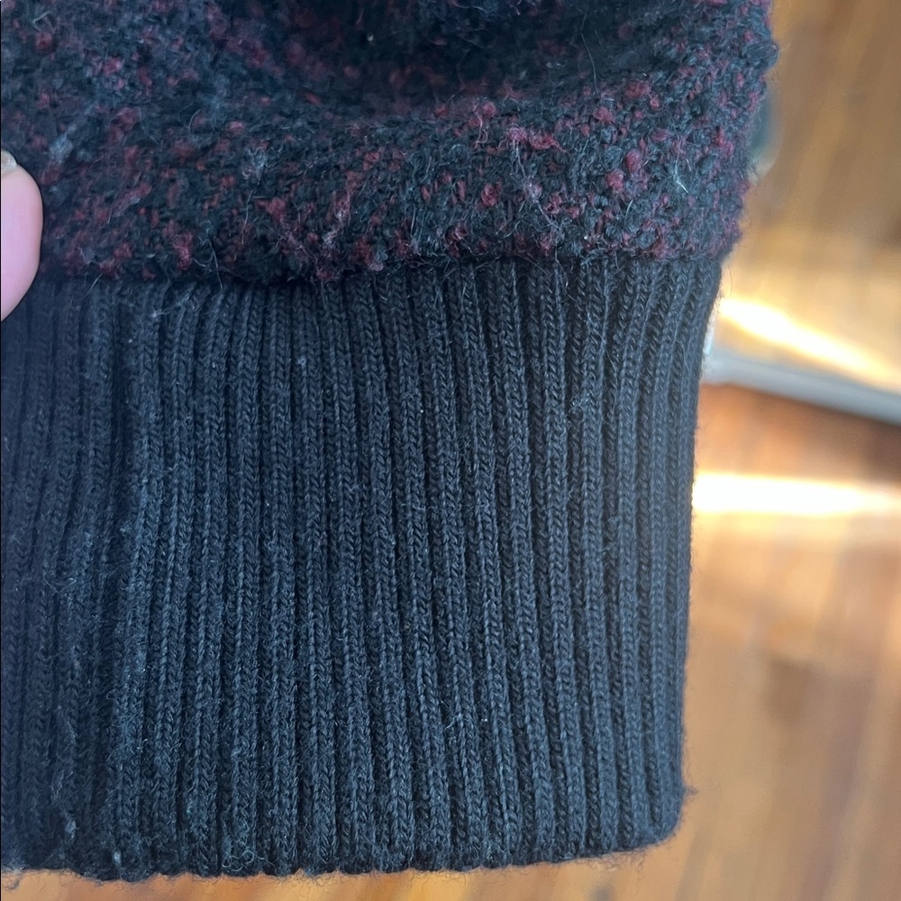 RACHEL Rachel Roy Burgundy/Black Bouclé Funnel Neck Wool Blend Zip Coat Size L - Picture 6 of 11